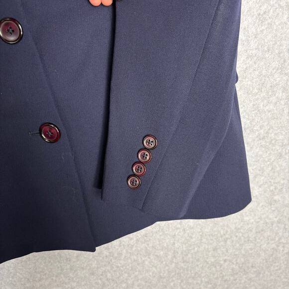 Vintage Ralph Lauren Blazer Womens 8 Navy Blue Label Wool Academia Classic READ - Picture 5 of 16